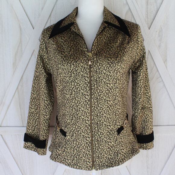 Vintage Mesmerize Gold Collared Zip Up Jacket M - Picture 1 of 10